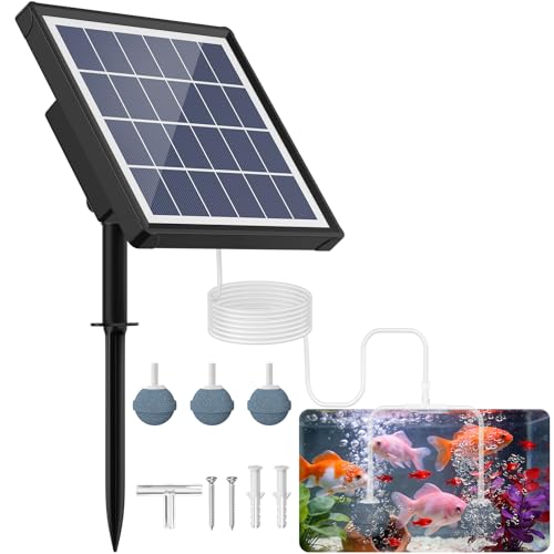 NFESOLAR 3W Solar Pond Aerator with 2200mAh Battery Backup All-in-One Solar Air Pump 24/7 Continuous Oxygenation Quiet Operation 3 Modes Bubbler Portable for Small Ponds Fish Tanks & Hydroponics