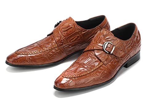 Santimon Men's Loafers Slip on Formal Dress Leather Buckle Alligator Patent Penny Loafers Comfort Fashion Business Walking Shoes 5