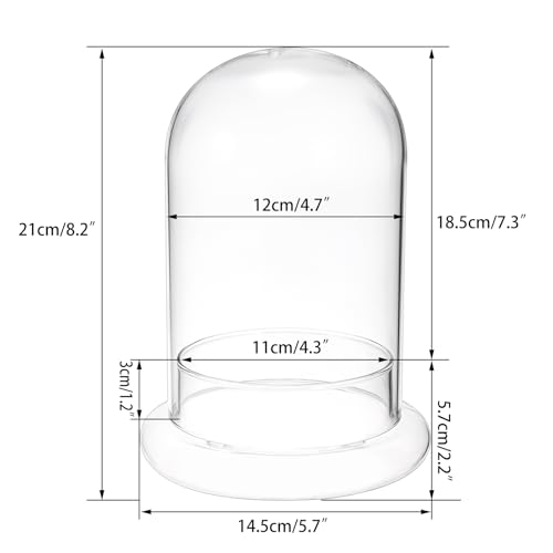 OGANAZI Mini Pflanzenterrarium Glas Sukkulenten Topf, Klare Glaskuppel mit 3 mm Luftloch, Deko Glasglocke mit Glasboden, Tischdeko Geschenk für Büro Arbeitszimmer Wohnzimmer (14,5x21 cm,Ohne Pflanzen)