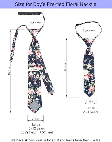 Boys' Floral Ties, Hook and Loop Pre-tied Flower Ties for Little Kids and Teens 5