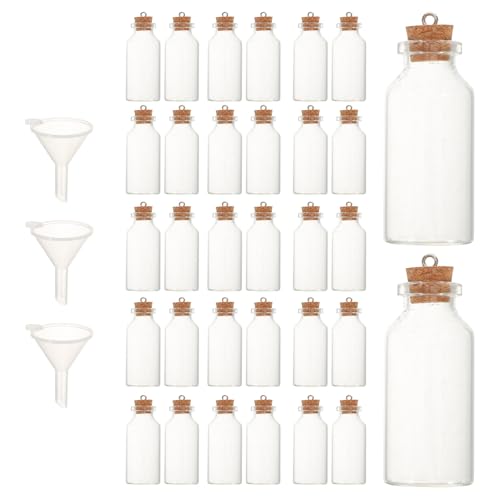 TOYANDONA 43 Piezas Mini Tarros de Vidrio Transparentes Tapón de Corcho para Manualidades Botellas Colgantes para Recuerdos Frascos Pequeños para Deseos y Proyectos DIY