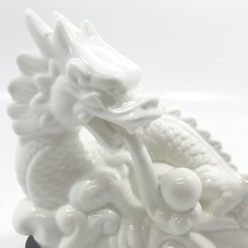 Amazon.co.jp: 白龍 置物 風水 白龍の置物 陶器 大サイズ 最大長さ約