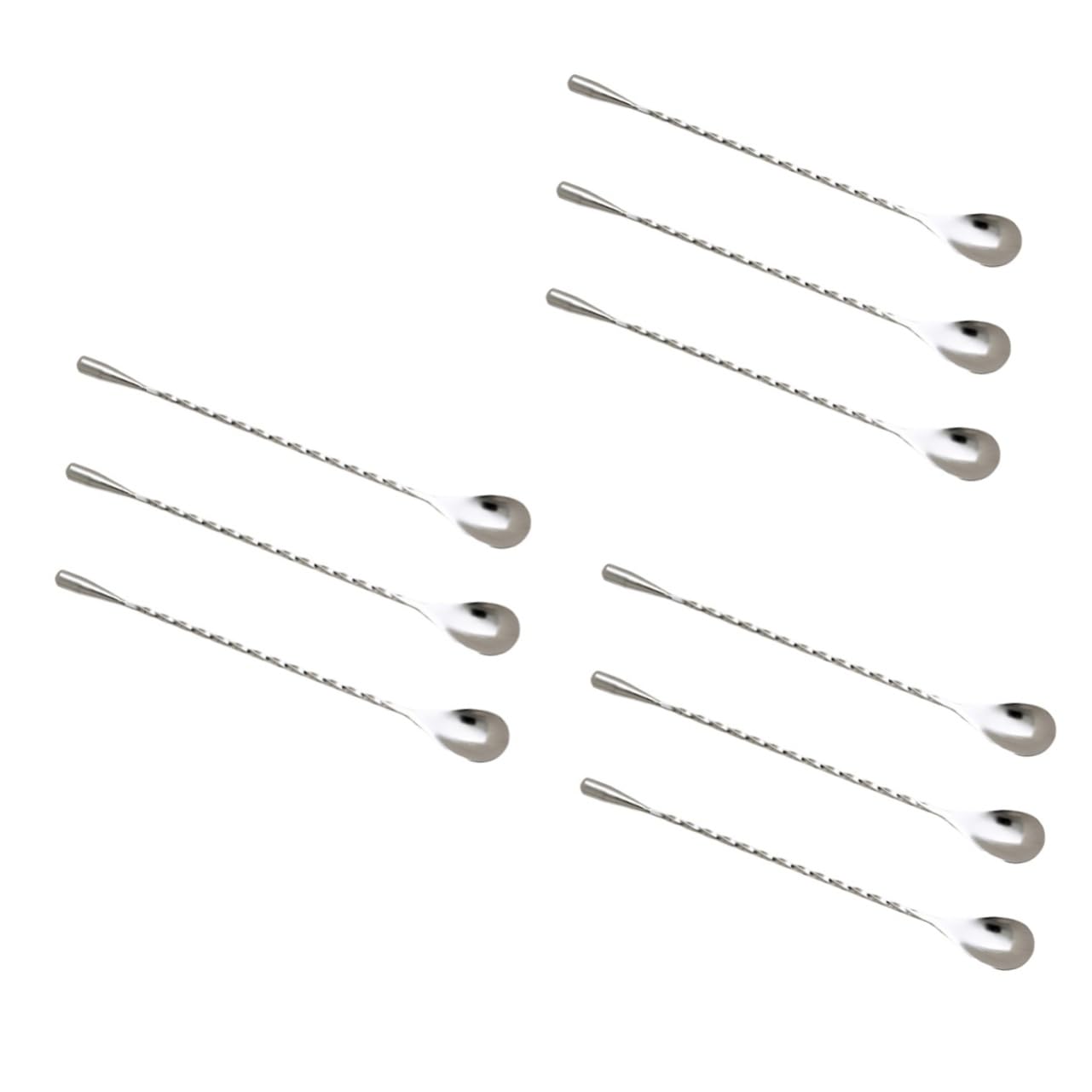 Alipis 9 Piezas Barra Espiral Cucharas Mezcladoras Para Beber Cuchara De Coctelería Cuchara Giratoria Cucharas De Plata Palillos Tiki Cuchara Para Varita Mezcladora De