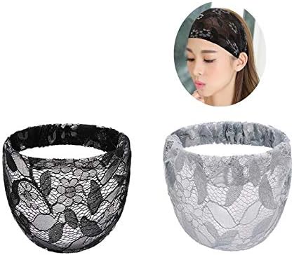 Amazon Sweetimes レースヘアバンド 幅広い 白髪隠し 部分脱毛隠しできる ヘッドバンド ターバン 2色セット 01 ヘアバンド ターバン 通販