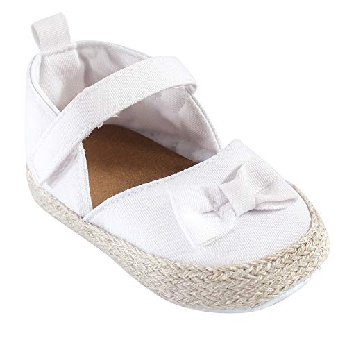 Luvable Friends Unisex Baby Crib Shoes, White Espadrilles, 6-12 Months