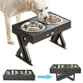 Idepet Raised Dog Bowl,Dog Bowls on Stands,Adjustable Height Dog Bowls with 2 Stainless Steel Dishes Anti-skip Elevated Dog Feeding Station Stand for Large Medium Small Dogs
