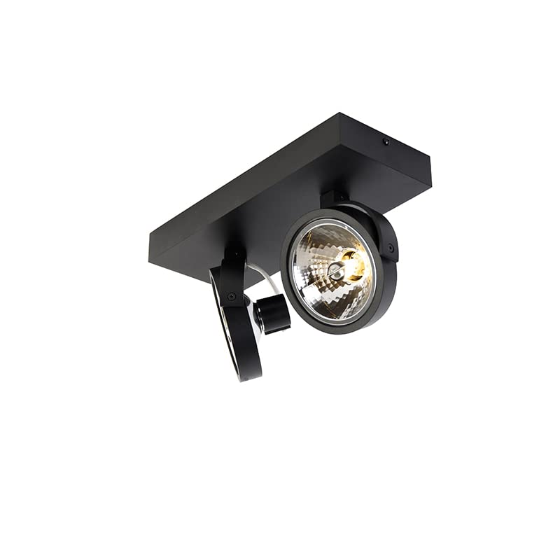 Qazqa Moderno Foco de diseño negro orientable 2 luces - Go Aluminio Rectangular Adecuado para LED Max. 2 x 3 Watt