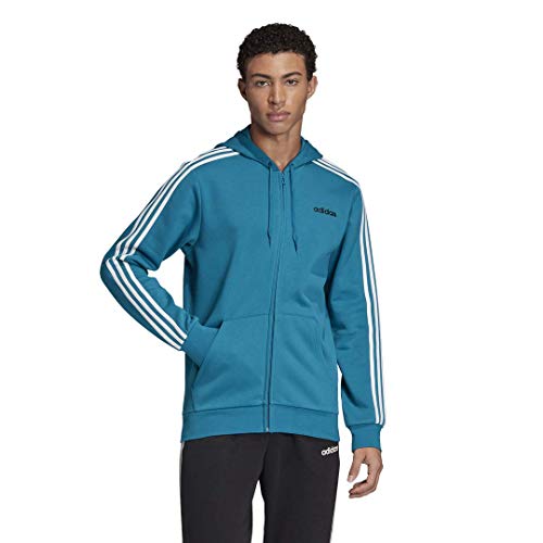 adidas mens Essentials 3-Stripes Regular Fit Training Fleece Track Top Sweatshirt Active Teal/Black X-Large