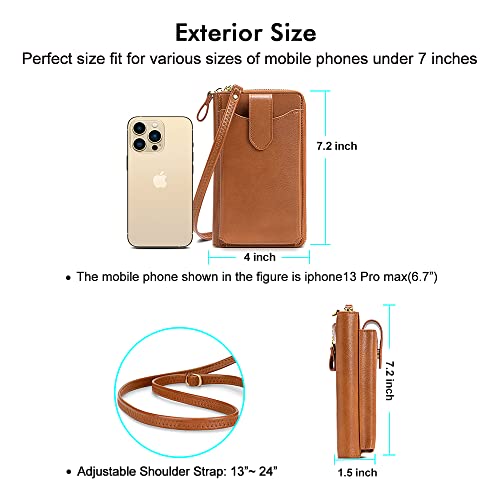 Image of Peacocktion RFID Crossbody Wallet Purse for Women Small Travel Cell Phone Purses Trendy Vegan Leather Bags with Card Slots