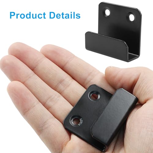 Image of 6 Pack Black Tile Display Wall Hanger Fastener, 10mm Inner Width | Stainless Steel, Wall Mount Brackets Hook, 10mm Inner Width, Heavy Duty, For Ceramic Tile Display