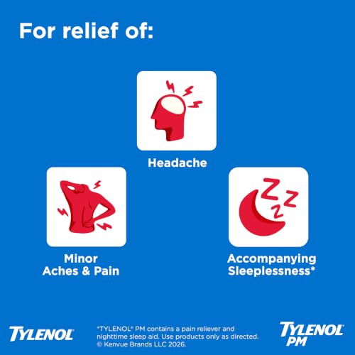 Image of Tylenol Extra Strength 100 ct PM 100 ct. Value Pack, Acetaminophen 500 mg Pain Reliever and Diphenhydramine HCl Nighttime Sleep Aid