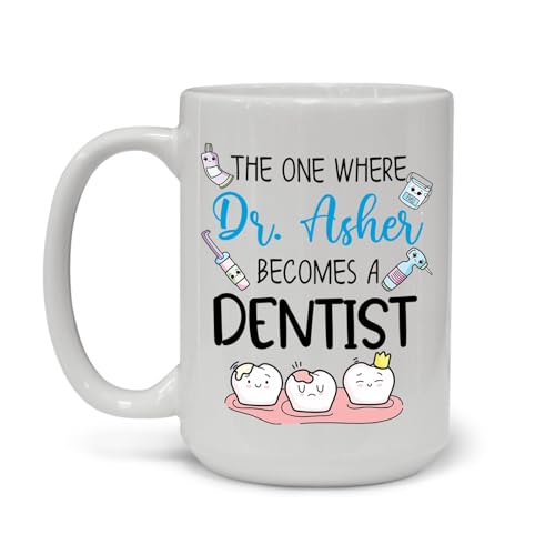 The One Where Becomes A Dentist Coffee Mug, Custom Name Future Dentist Ceramic Mug Gifts, Personalized Orthodontist Dentist Dental Assistant Travel Mug Gift, Dental Student Graduation Cup 11oz 15oz