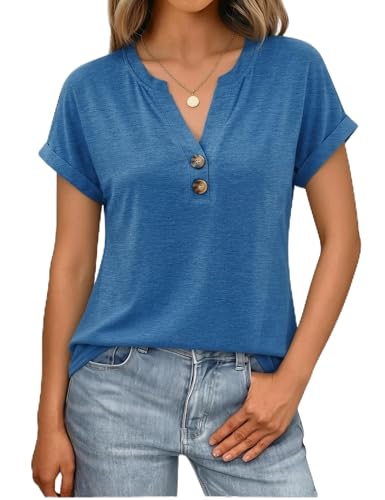 Litherday Camiseta Mujer Oversize Manga Corta Cuello V