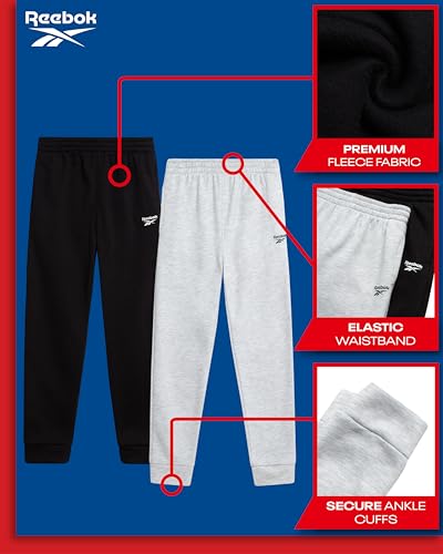 Reebok Boys Sweatpants - 2 Pack Performance Fleece Boys Joggers Athletic Pants with Elastic Waistband for Toddlers and Kids2
