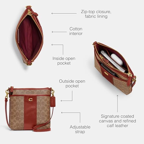 COACH Color-block Canvas Signature Kitt Bag - Tan Rust