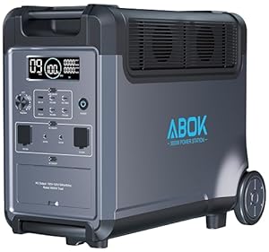 3840Wh ABOK Ark3600 Tragbare Powerstation LiFePO4-Akku, erweiterbar auf 11520Wh, 2,1h 0–100% Schnellladung, 2000W AC Solargenerator mit UPS & App-Steuerung für Camping, Notfälle, Wohnmobile & Off-Grid