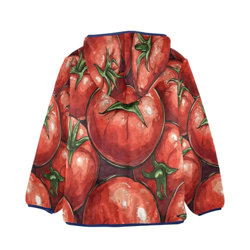 Tomato Pattern Print Toddler Fleece Jacket Girl Boys Hooded Fleece Jacket Coat Warm Outwear Zip-up 3-10T2