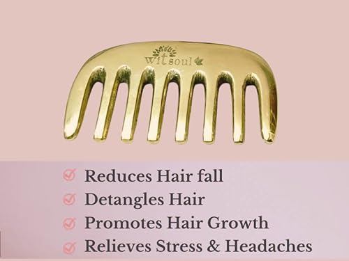 Image of WITSOUL Kansa Comb Massage Tool - kansa Comb for Hair Fall /Growth /blood Circulation & Stress Relief Best for Head Massage (M)