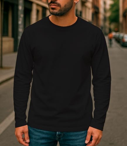 Roly Pack de Camisetas Hombre Extreme, Camiseta Manga Larga Hombre, 100% Algodón, Ideal para Todas Las Estaciones, Confort y Estilo en Cada Uso (FR/ES, Letras, L, Regular, Regular, 3, Negro)