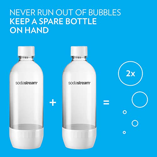 Image of sodastream Dishwasher Safe 1L Classic DWS Carbonating Bottle White (twinpack), Pack of 2