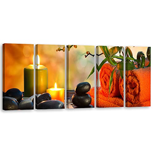 Feeby Cuadro de Pared XXL 150x60 cm Velas perfumadas Piedras zen...
