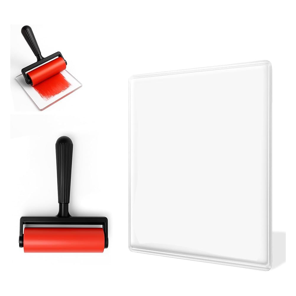 Fobufue Gel Printing Pad With Brush For Monoprinting, Stamping & Texture For Beginners, Artists & Therapy