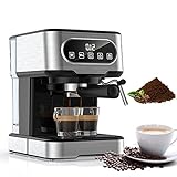 【3 modos de preparación】Blitzhome cafetera espresso a presión tiene 3 modos de preparación de café: configuración de taza única, configuración de taza doble o preparación manual. Puede preparar un delicioso café por separado o café con espuma de leche.