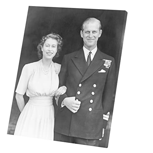 Poster Queen Elisabeth II Cadeau Idéal Tableau Vintage Prince Philip Toile