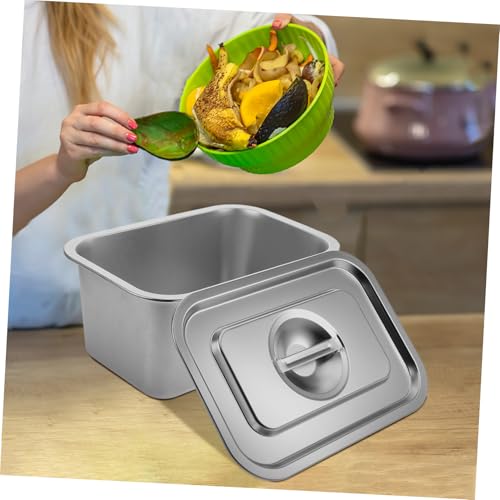 Bac à compost de cuisine anti-odeur en acier inoxydable robuste avec couvercle - 6