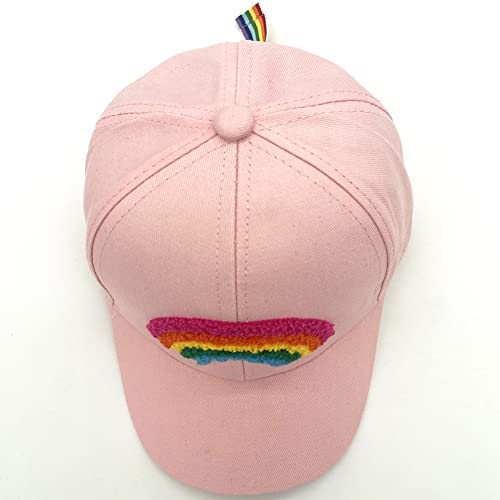 Julerwoo Kids Girls Pink Cotton Baseball Cap Unicorn Rainbow Embroidery Sun Hat4