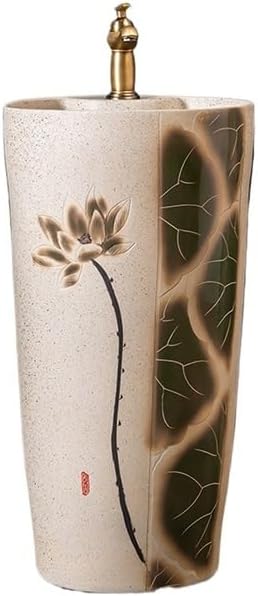 Pedestal Sinks Household Sink Wash Basin Ceramic Floor-Standing Vertical Bathroom (A)