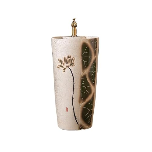 Kunyos A Bathroom Sink Household Pedestal Sink Wash Basin Ceramic Pedestal Basin Floor-Standing Wash Basin Vertical Basin Bathroom Vanity