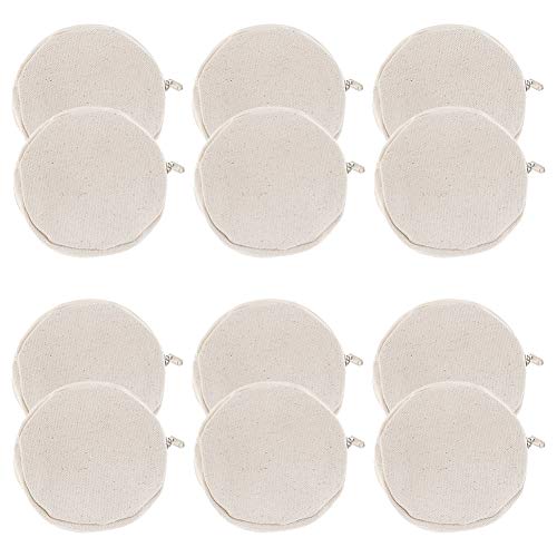 Muka 12-Pack Round Zipper Pouch 4 Inches Natural Cotton Canvas Craft Pouches for Art Supplies