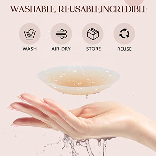 Bosxkno Nipple Cover Pasties 3-Pairs For Women, Reusable Silicone Nipple Covers, Adhesive Invisible Pasties Sticky Silicone Cover Up Breast Petals For Dresses (Nude) #TOP4