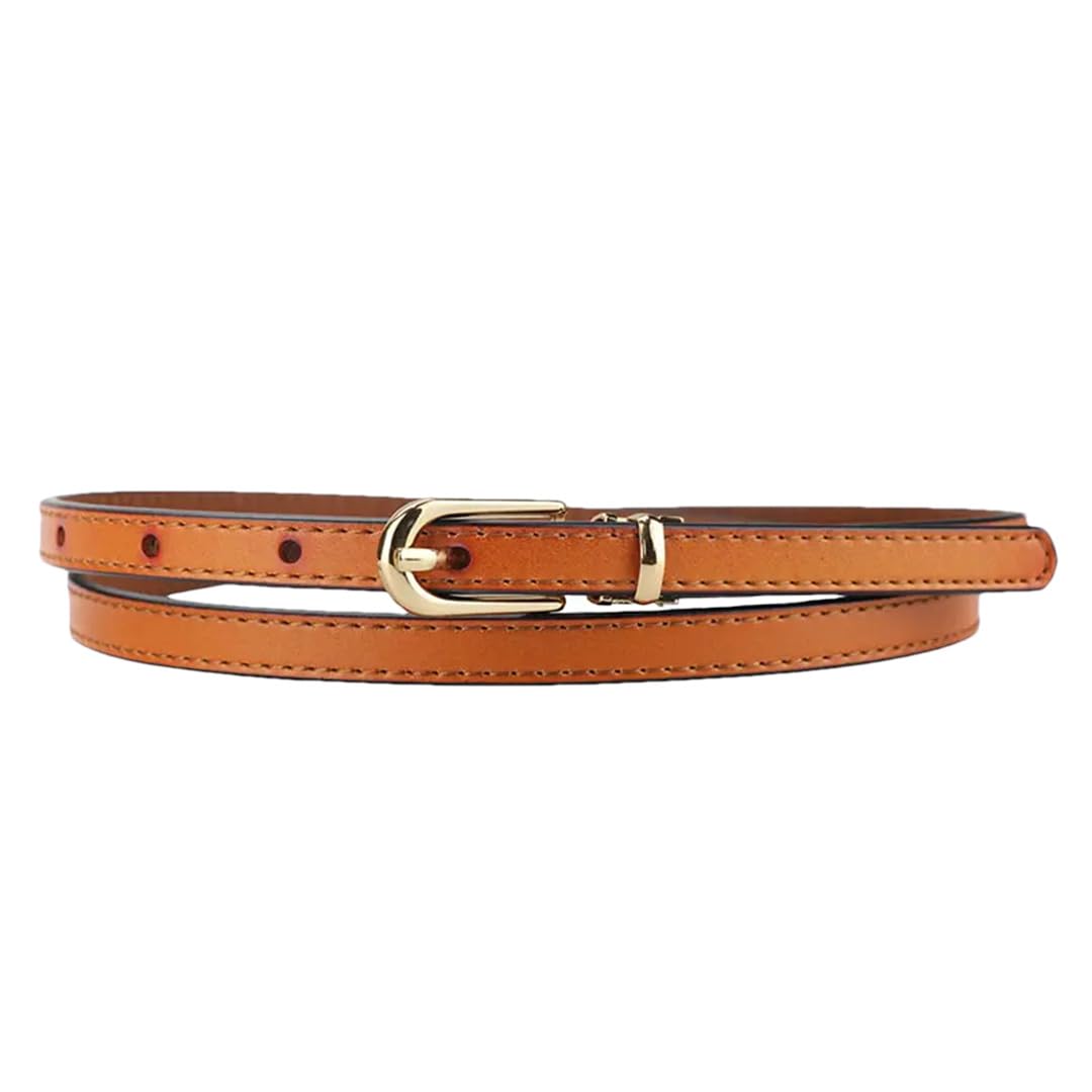 Cinturón fino de piel auténtica con hebilla de aleación para mujer, para jeans, vestidos, pantalones
