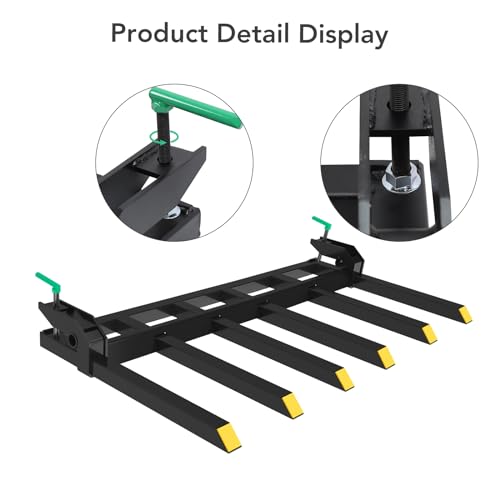 Clamp on Debris Forks to 60" Bucket, Heavy Duty Clamp-On Pallet Fork 4000 lbs Capacity Attachments Fit for Loader Bucket Skidsteer Tractor