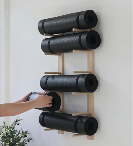 Support de tapis de yoga mural bois pour éliminer l'encombrement