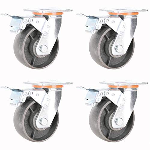 Preisvergleich Produktbild 4 × Hochleistungswagen aus Gusseisen mit Universalschwenkrollen, hochtemperaturbeständig, für Wagenlagerung