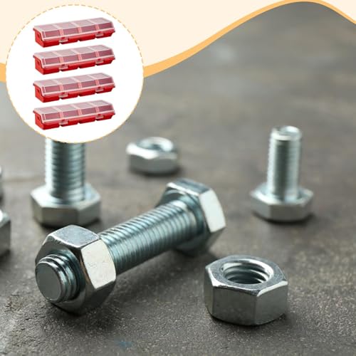 Boîtes de rangement pour vis et usage sur établi - Lot de 4 bacs rouges pour la maison