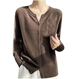 Generisch Cárdigan sin costuras para suéter de manga larga, suave, cómodo, con frente abierto, ligero, versátil, ropa exterior elegante e informal de estilo diario, café, XXL