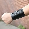 HZMAN Mens Leather Wide Four Straps Wrap Gauntlet Wristband Bracelet Buckle Fastening Arm Armor Cuff Bracelet (Black) #2
