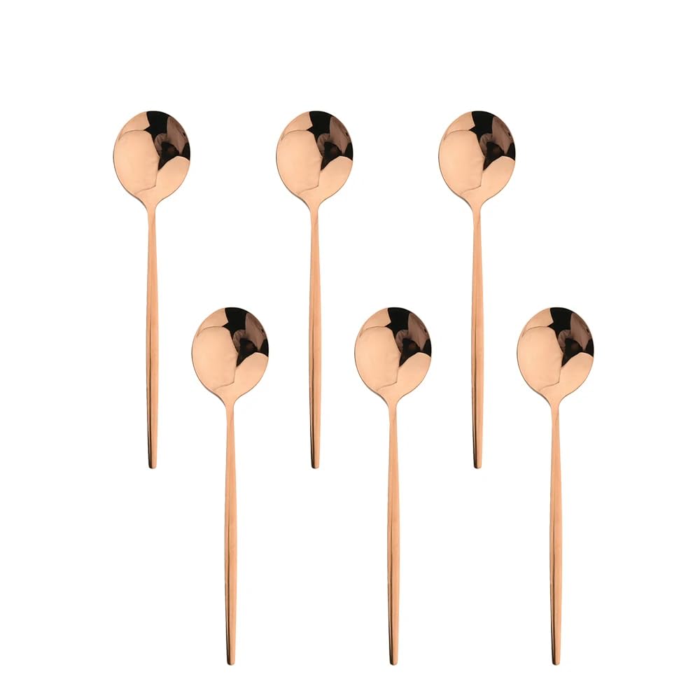 Cuchara, Cuchara, Cucharas de Postre 6 Piezas Cuchara Cuchara Multicolor for café Postre Iris Cucharas de Helado Cubiertos de Acero Inoxidable Accesorios de vajilla de Cocina Rosa