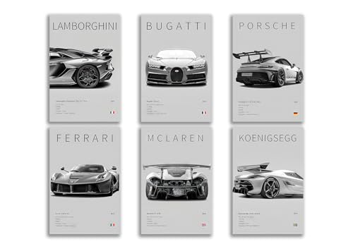 CSLGQGV Car Poster Vintage Racing Car Wall Art Supercar Canvas Prints...