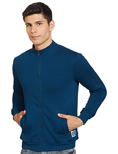 Image of Amazon Brand - Symbol Men Cotton Blend High Neck Zipper Sweatshirt (Available in Plus Sizes)