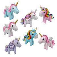 3D Unicorn Balloons for Birthday Party, Wedding, Baby Shower Decoration Supplies, Party Foil Balloon for Children Kids Gift & Toys (7 Pack)