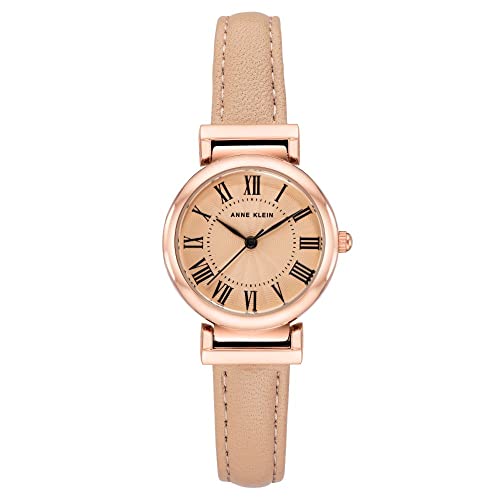 Anne Klein Leather Strap Watch for Women, Blush Pink/Rose