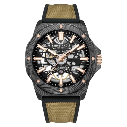 Image of Kenneth Cole Automatic Analog Black Dial Tan Silicon Strap Watch for Men - KCWGZ0076703MNW