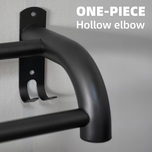 yozhch Black Towel Holder for Bathroom Double Towel Rail with Bars Wall Mounted Towel Rack Chrome Towel Shelf with Hooks - Image 2