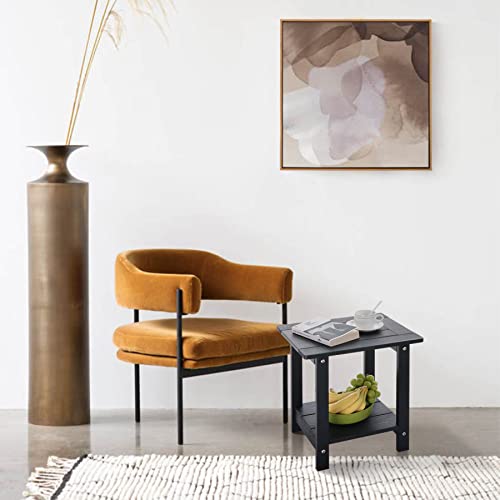 Hanekuc Double Adirondack Outdoor Side Table Weather Resistant Patio Rectangular End Table For Outdoor Furnitures Balcony Pool Garden(Black) #TOP7