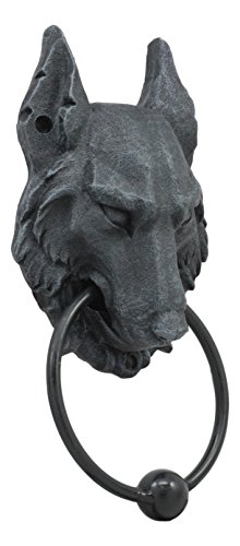 Wolf Moonlit Gargoyle Door Knocker Metal Ring Knocker Ball Sculpture #TOP1